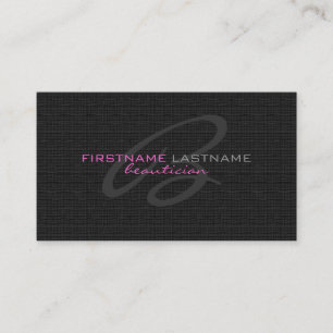 Carte De Visite Black Linen Burlap Texture Beautician Card