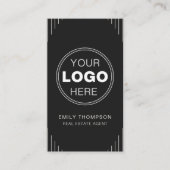 Carte De Visite Black Luxury Art Deco QR Code Minimal Design (Devant)