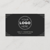 Carte De Visite Black Luxury Art Deco QR Code Minimal Design (Devant)