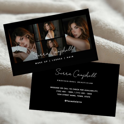 Carte De Visite Black Luxury Photo Collage Beauté Professionnel