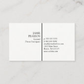 Carte De Visite Black Magnifying Glass Motif Détecteur privé (Dos)