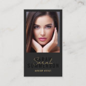 Carte De Visite Black Makeup Artist Beauty Salon QR Code Photo (Devant)