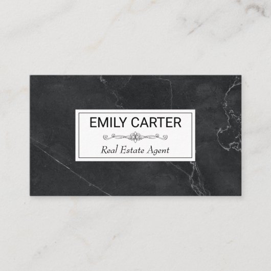 Carte De Visite Black Marble | Agent immobilier (Devant)
