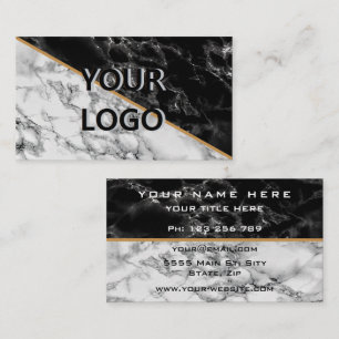 Carte De Visite Black & Marbre blanc Stone - Professionnel branch