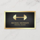 Carte De Visite Black Mesh Gold Dumbbell Fitness Personal Trainer (Devant)