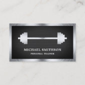 Carte De Visite Black Mesh Steel Barbell Fitness Personal Trainer (Devant)