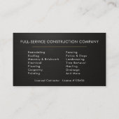 Carte De Visite Black Metallic Building Construction  (Dos)