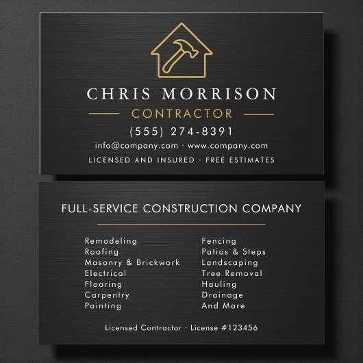 Carte De Visite Black Metallic Building Construction 