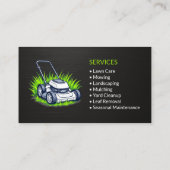 Carte De Visite Black Metallic Green Lawn Care Service (Dos)
