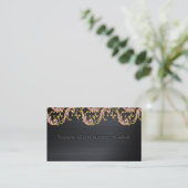 Carte De Visite Black Metallic rose Parties scintillant Damask Ent (Debout devant)