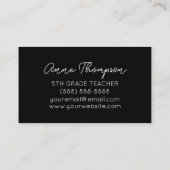 Carte De Visite Black Minimal Nom personnalisé Enseignant Red Appl (Dos)