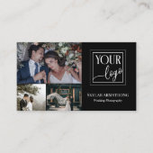 Carte De Visite Black Minimal Your Logo Photo Collage Photographe (Devant)
