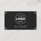 Carte De Visite Black Minimalist Art Deco QR Code Layout (Devant)