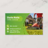 Carte De Visite Black Minimalist Green Leaf Lawn Care (Dos)