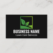 Carte De Visite Black Minimalist Green Leaf Lawn Care (Devant)