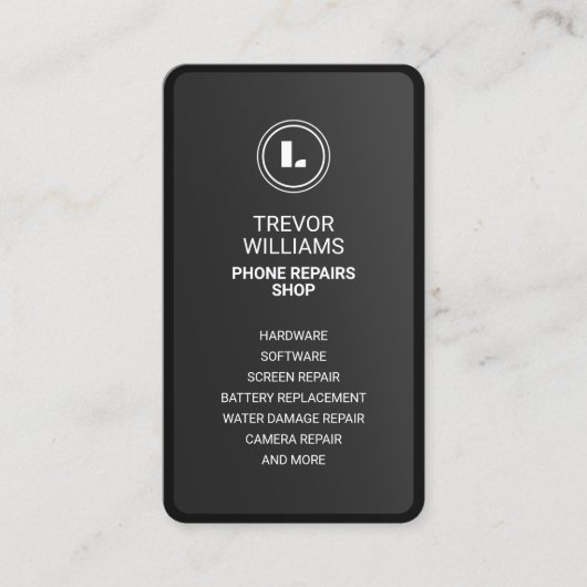 Carte De Visite Black minimalist phone shape Business Card (Devant)