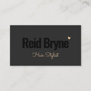 Carte De Visite Black Modern Hair Styliste Gold Heart