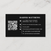 Carte De Visite Black Modern Minimalist Professional Logo QR Code (Dos)
