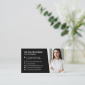 Carte De Visite Black Modern Photo Logo Professionnel (Debout devant)