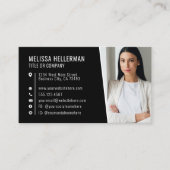 Carte De Visite Black Modern Photo Logo Professionnel (Devant)
