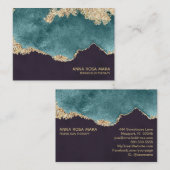 Carte De Visite *~* Black Moss Turquoise Agate Geode Gold Parties (Devant / Derrière)