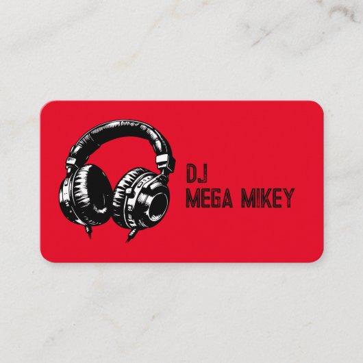 Carte De Visite Black Music Headphones Dance DJ Anniversaire (Devant)