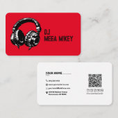 Carte De Visite Black Music Headphones Dance DJ Anniversaire (Devant / Derrière)