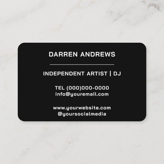 Carte De Visite Black | Musique QR Code Soundwave (Dos)