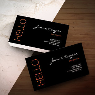 Carte De Visite Black & Orange Hello
