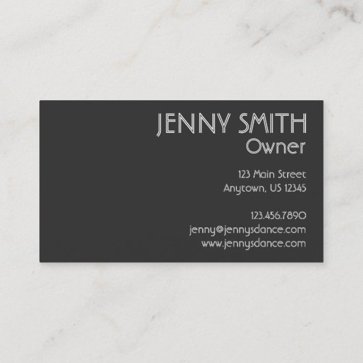 Carte De Visite Black Oxford Tap Chaussure Dance Studio enseignant (Dos)