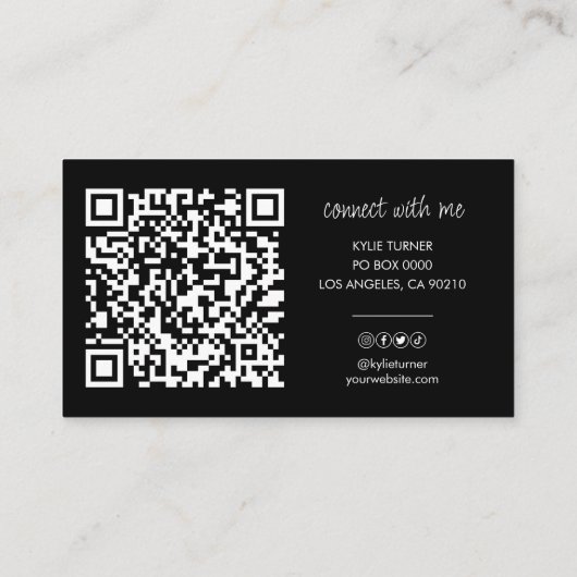 Carte De Visite Black | Parties scintillant or | Photo | Code QR | (Dos)