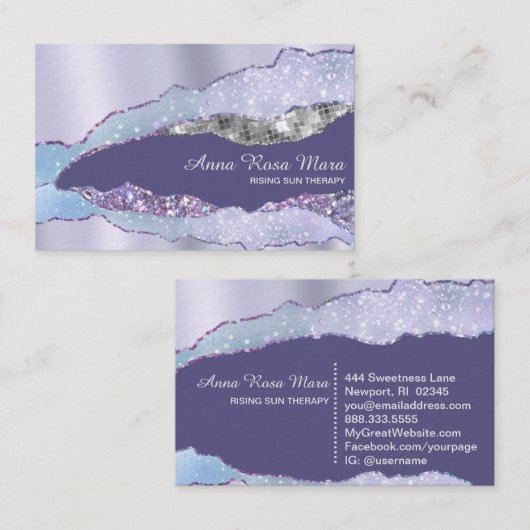 Carte De Visite *~* Black Pastel Agate Géode Parties scintillant A (Devant / Derrière)