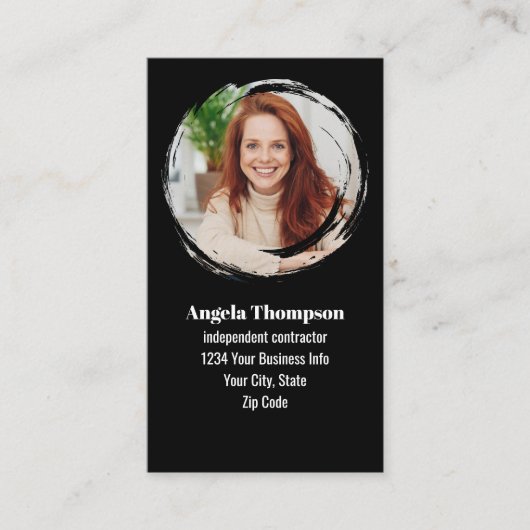 Carte De Visite Black Photo QR Code Connect with Me Business (Devant)