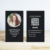 Carte De Visite Black Photo QR Code Connect with Me Business