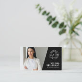 Carte De Visite Black Photo QR Code Logo (Debout devant)