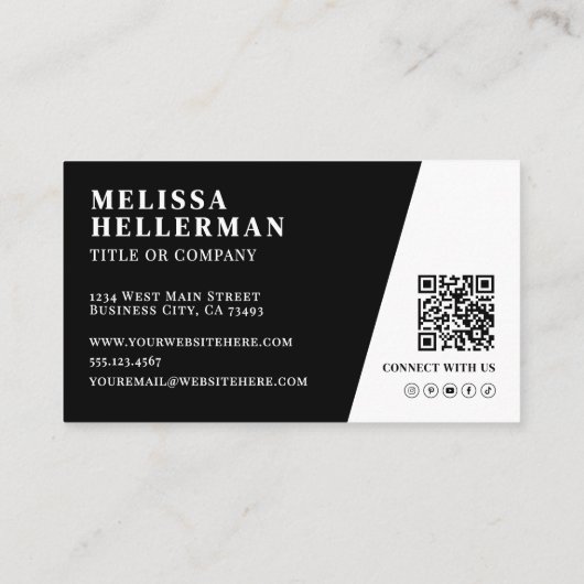 Carte De Visite Black Photo QR Code Logo (Dos)