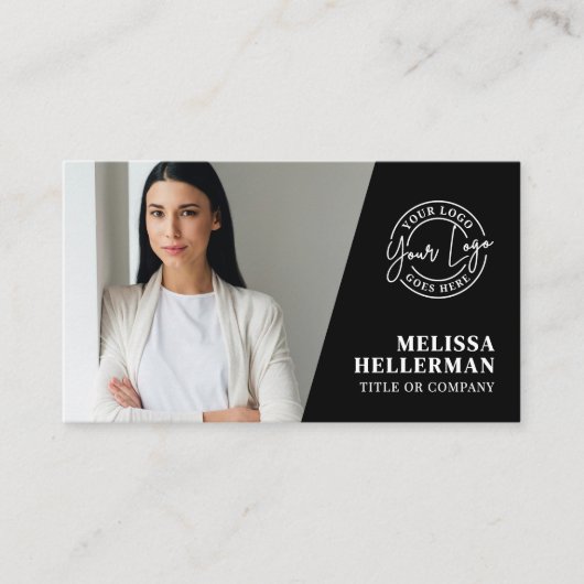 Carte De Visite Black Photo QR Code Logo (Devant)