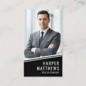 Carte De Visite Black Photo QR Code Logo Vertical (Devant)