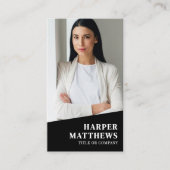 Carte De Visite Black Photo QR Code Logo Vertical (Devant)