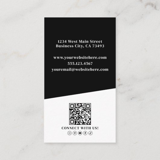Carte De Visite Black Photo QR Code Vertical (Dos)