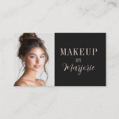 Carte De Visite Black Pink Modern Typography Script Photo Makeup (Devant)
