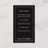 Carte De Visite Black Pink Script Logo QR Code Photo Makeup (Dos)
