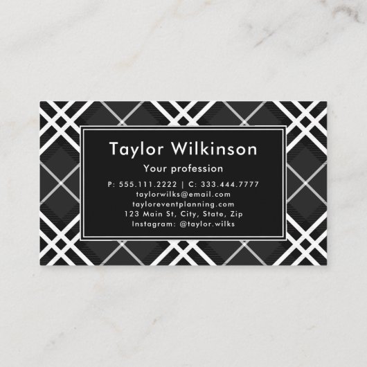 Carte De Visite Black Plaid (Dos)