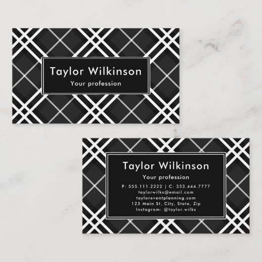 Carte De Visite Black Plaid (Devant / Derrière)