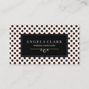 Carte De Visite Black Polk a Dots with a Soft Peach Arrière - pla