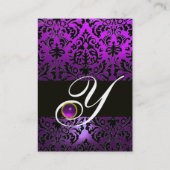 Carte De Visite BLACK PURPLE DOMMASK MONOGRAMME FLORAL, Améthyste (Dos)
