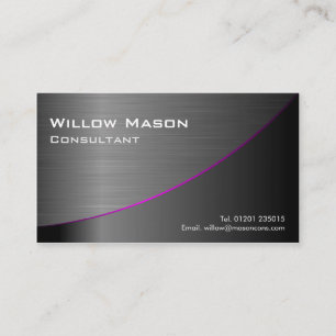Carte De Visite Black Purple Steel Curved, Business Card