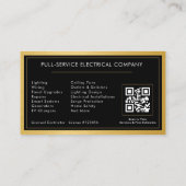 Carte De Visite Black QR Code Electrician Electrical Contractor  (Dos)