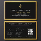 Carte De Visite Black QR Code Electrician Electrical Contractor 