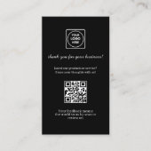 Carte De Visite Black QR | Custom Business Feedback Review Link (Devant)
